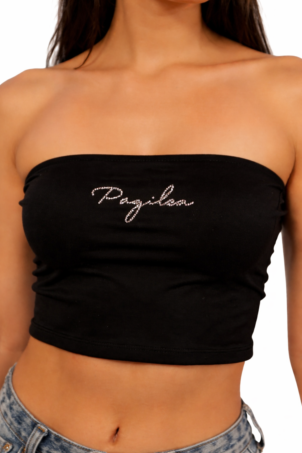 Pagilea Signature Strass Bandeau Top schwarz