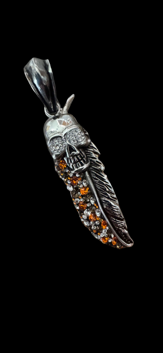 Anhänger Feder Totenkopf