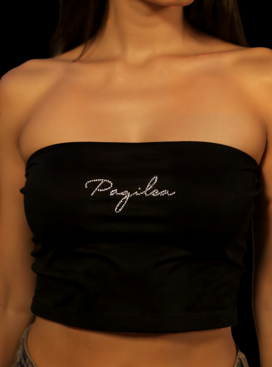 Pagilea Signature Strass Bandeau Top Schwarz