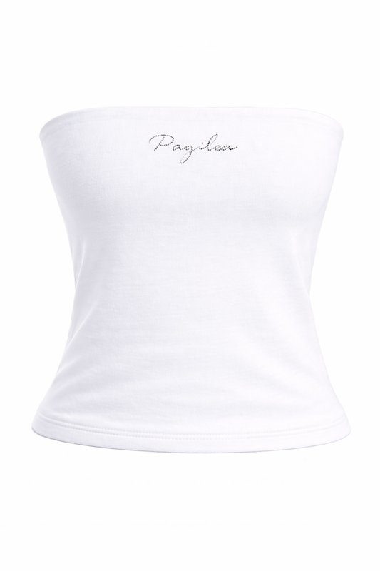 Pagilea Signature Strass Bandeau Top Weiß