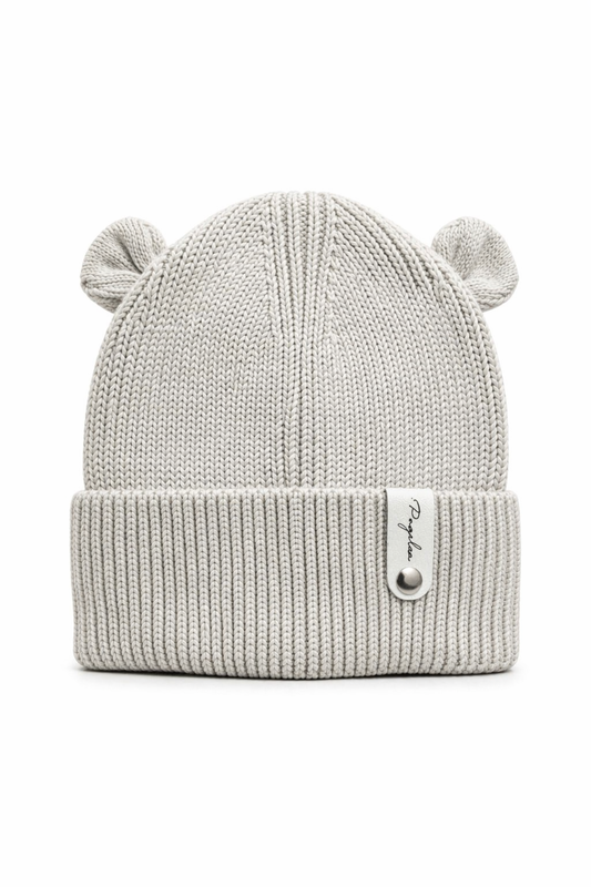 Beanie mit Öhrchen grau/beige